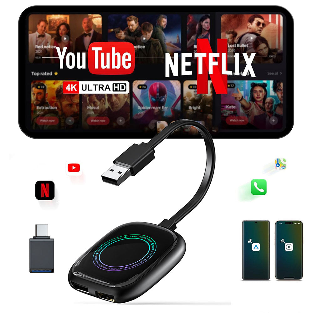 3 in 1 Wireless iPhone Carplay and Android Video Box Adapter