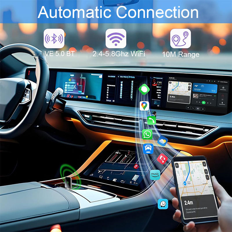 No Delay 2 in 1 Wireless iPhone CarPlay and Android Adapter