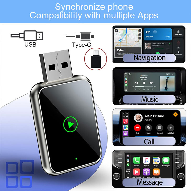 No Delay 2 in 1 Wireless iPhone CarPlay and Android Adapter